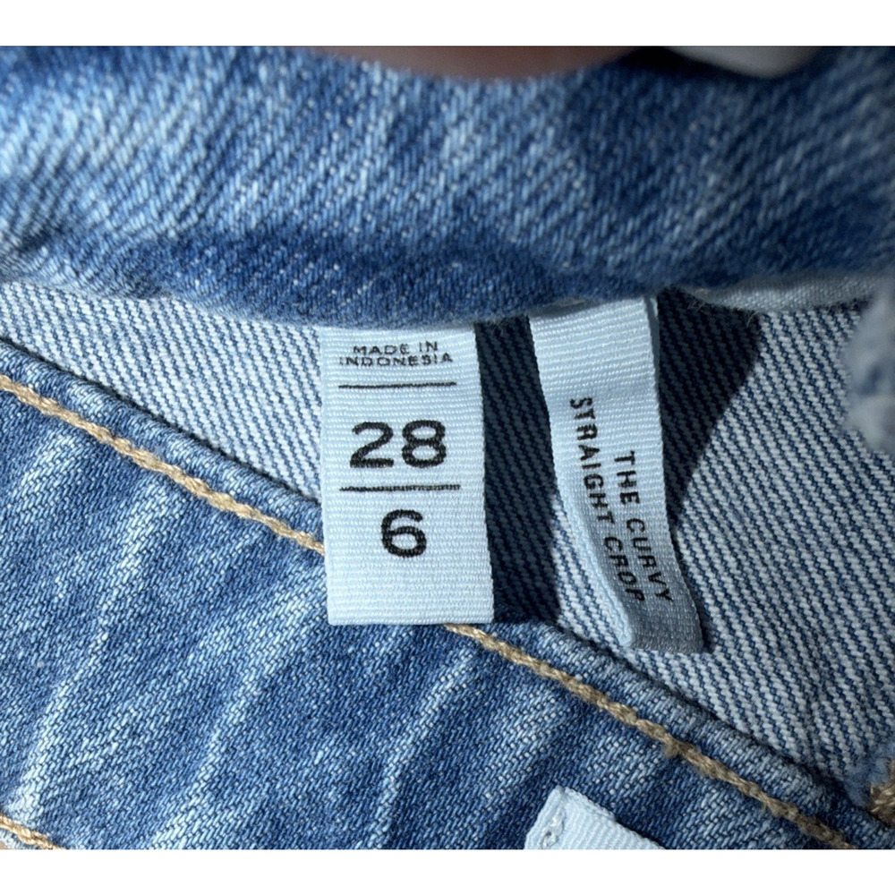 LOFT Curvy Straight Crop Jeans Size 28/6 Distressed Raw Hem - Picture 3 of 6